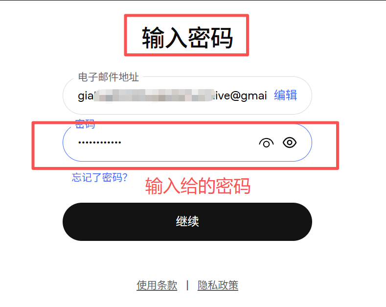 输入登录密码